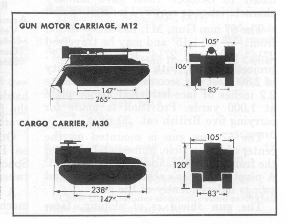 US Army M12 Gun Motor Carriage kits and M30 Ammunition Carrier